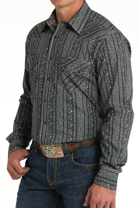 Cinch Men's Modern Fit Snap Front Black Western Shirt