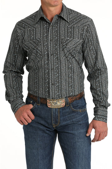 Cinch Men's Modern Fit Snap Front Black Western Shirt