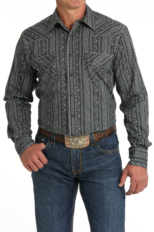 Cinch Men's Modern Fit Snap Front Black Western Shirt