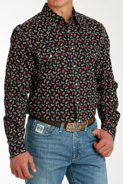 Cinch Men's Black Paisley Print Modern Fit Snap Shirt