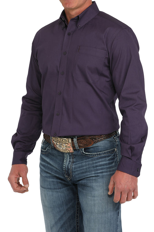 Cinch Men's Solid Purple Modern Fit Button-Down Western Shirt
