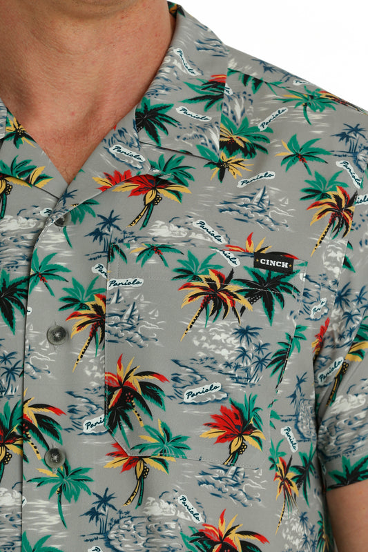 Cinch Men's Grey Hawaiian Camp Shirt