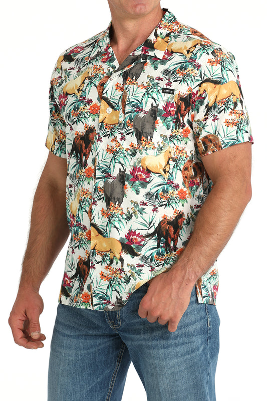 Cinch Men's Hawaiian Horses Camp Shirt