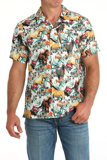 Cinch Men's Hawaiian Horses Camp Shirt