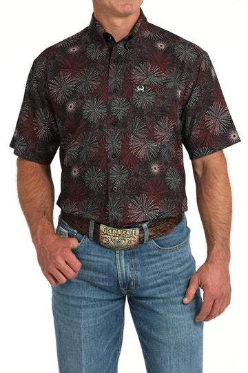 Cinch Men's ArenaFlex Short Sleeve Firework Print Button-Down Western Shirt