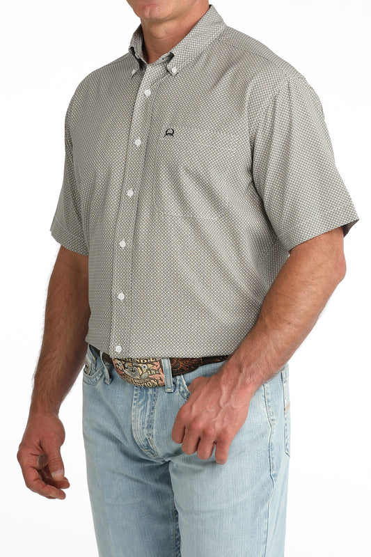 Cinch Men's ArenaFlex Geometric Print Short Sleeve Button Down Shirt