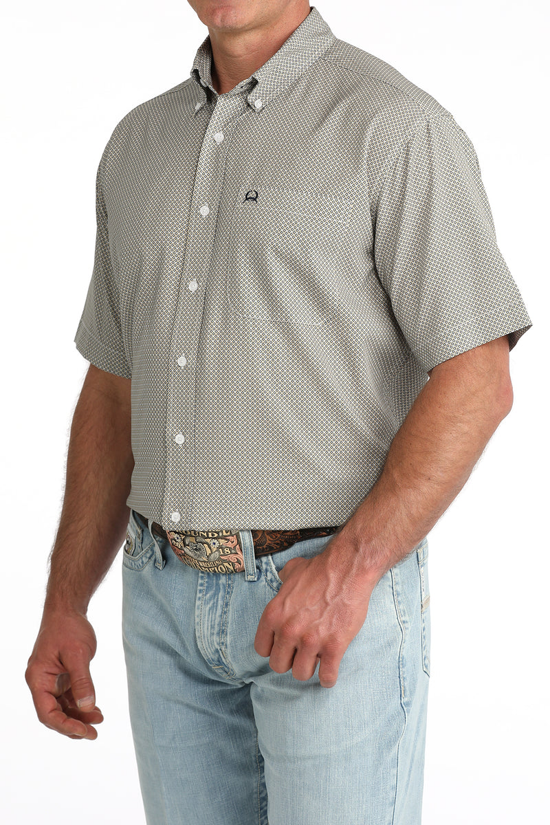 Cinch Men's ArenaFlex Geometric Print Short Sleeve Button Down Shirt