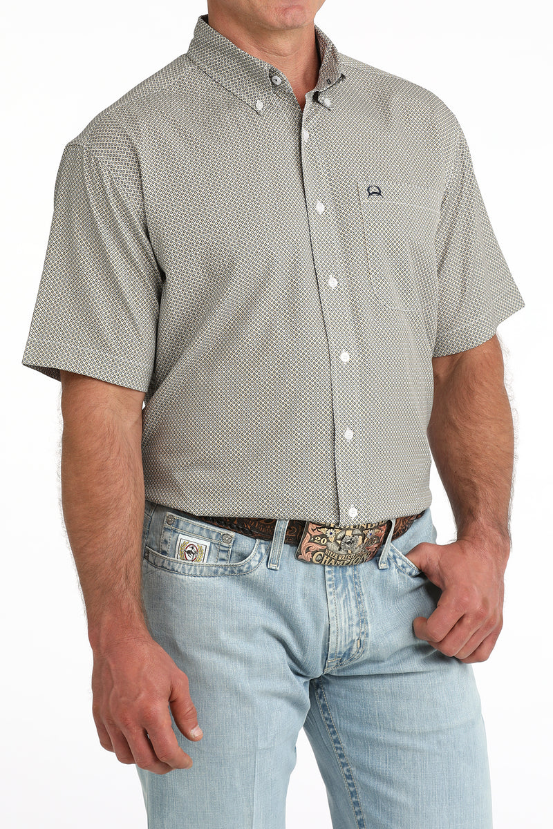 Cinch Men's ArenaFlex Geometric Print Short Sleeve Button Down Shirt