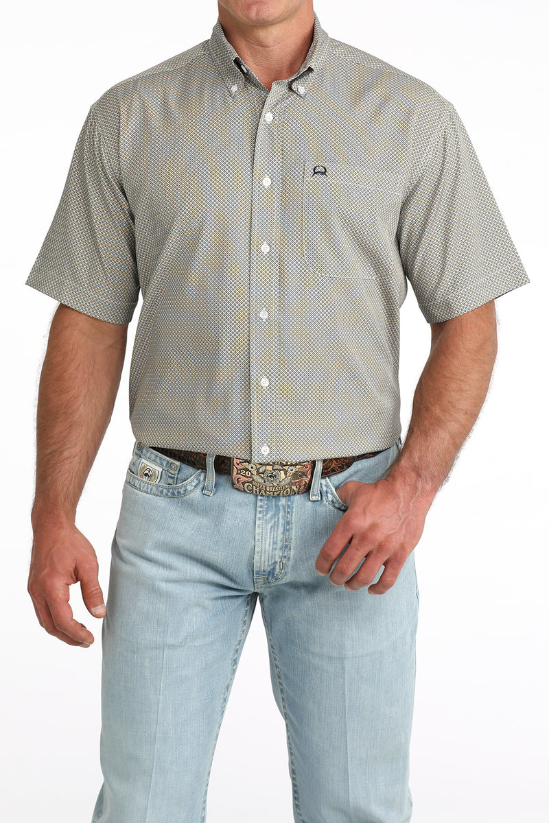 Cinch Men's ArenaFlex Geometric Print Short Sleeve Button Down Shirt