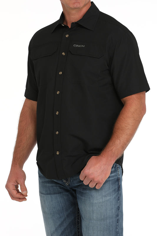 Cinch Men's ArenaFlex Black Short Sleeve Button-Down Shirt
