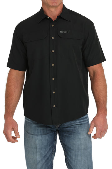 Cinch Men's ArenaFlex Black Short Sleeve Button-Down Shirt