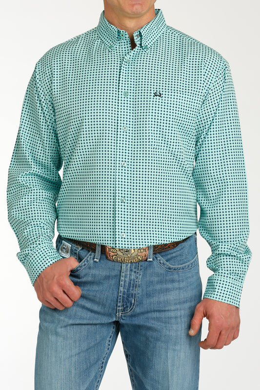 Cinch Men's Turquoise Geo Print ArenaFlex Button Down Shirt