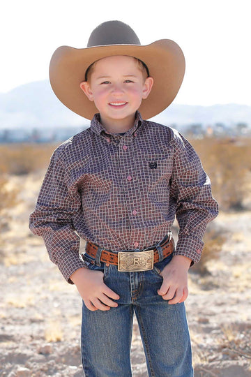 Cinch Boy's Pink Printed Button-Down Western Shirt
