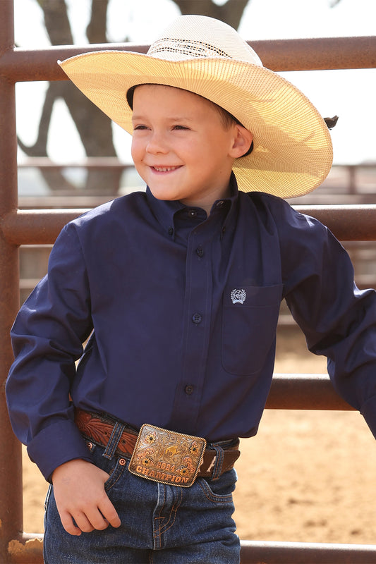 Cinch Boy's Solid Royal Blue Button Down Shirt
