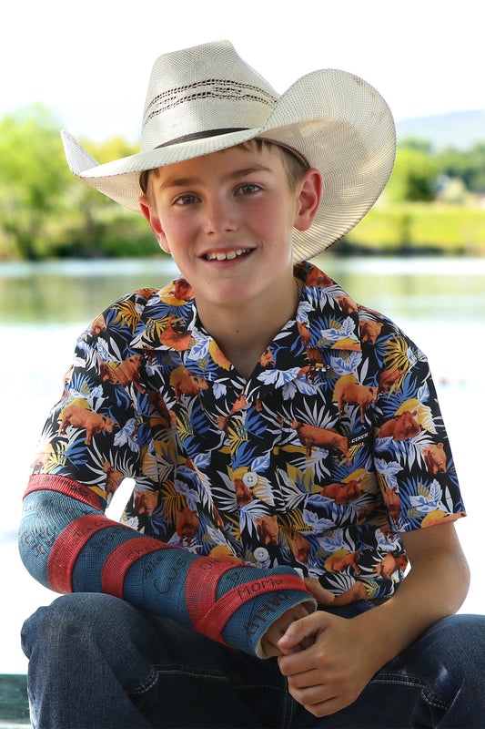 Cinch Boy's Short Sleeve Aloha Angus Camp Shirt