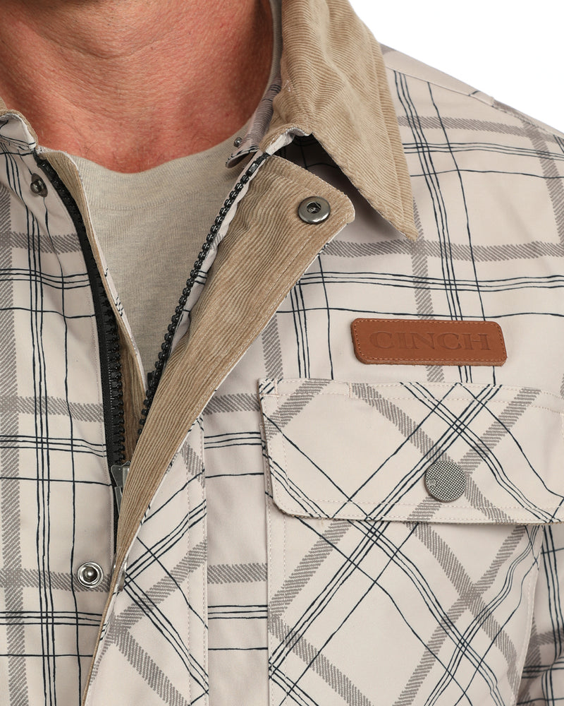 Cinch Men's Stone Plaid Barn Coat
