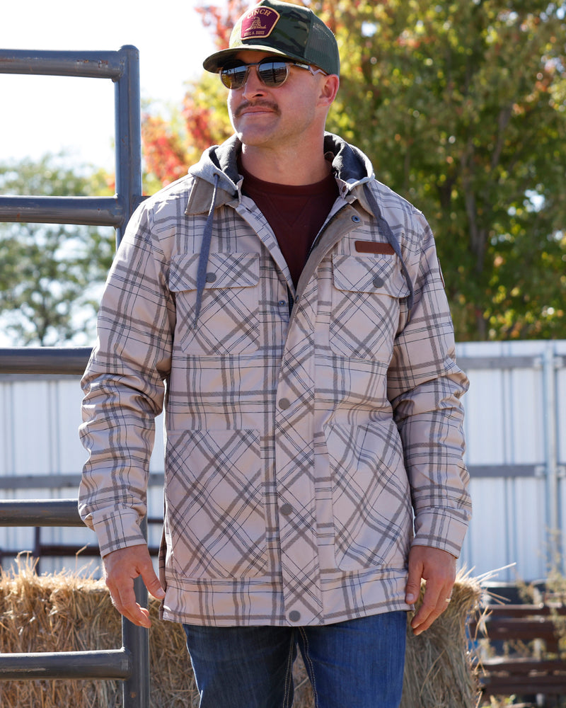Cinch Men's Stone Plaid Barn Coat