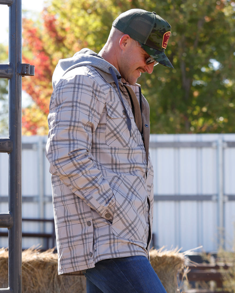 Cinch Men's Stone Plaid Barn Coat