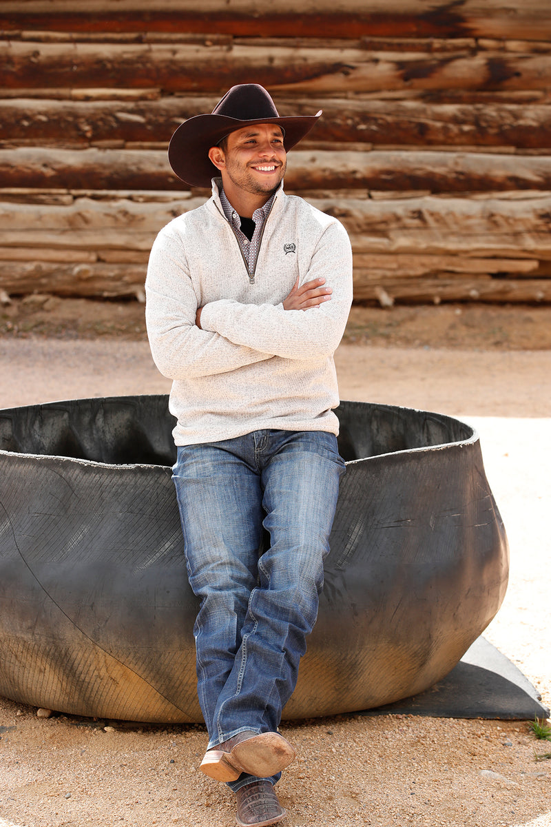 Cinch Men's 1/4 Zip Stone Sweater