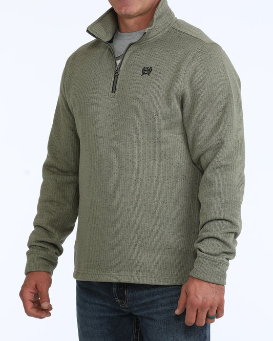Cinch Men's 1/4 Zip Olive Sweater