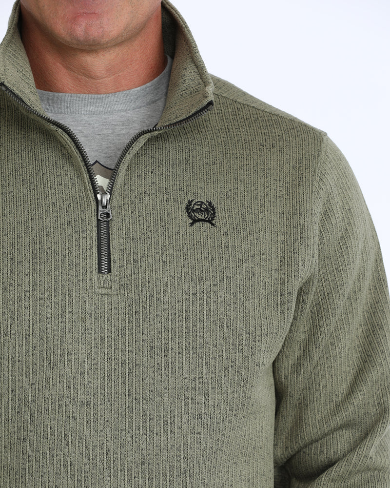 Cinch Men's 1/4 Zip Olive Sweater