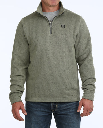 Cinch Men's 1/4 Zip Olive Sweater
