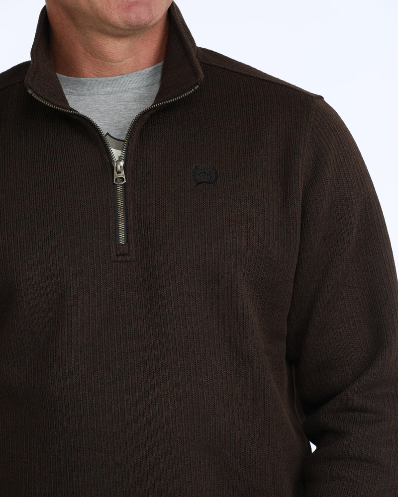 Cinch Men's 1/4 Zip Brown Sweater