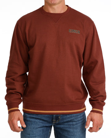 Cinch Men's Solid Burgundy Logo Crewneck Sweatshirt