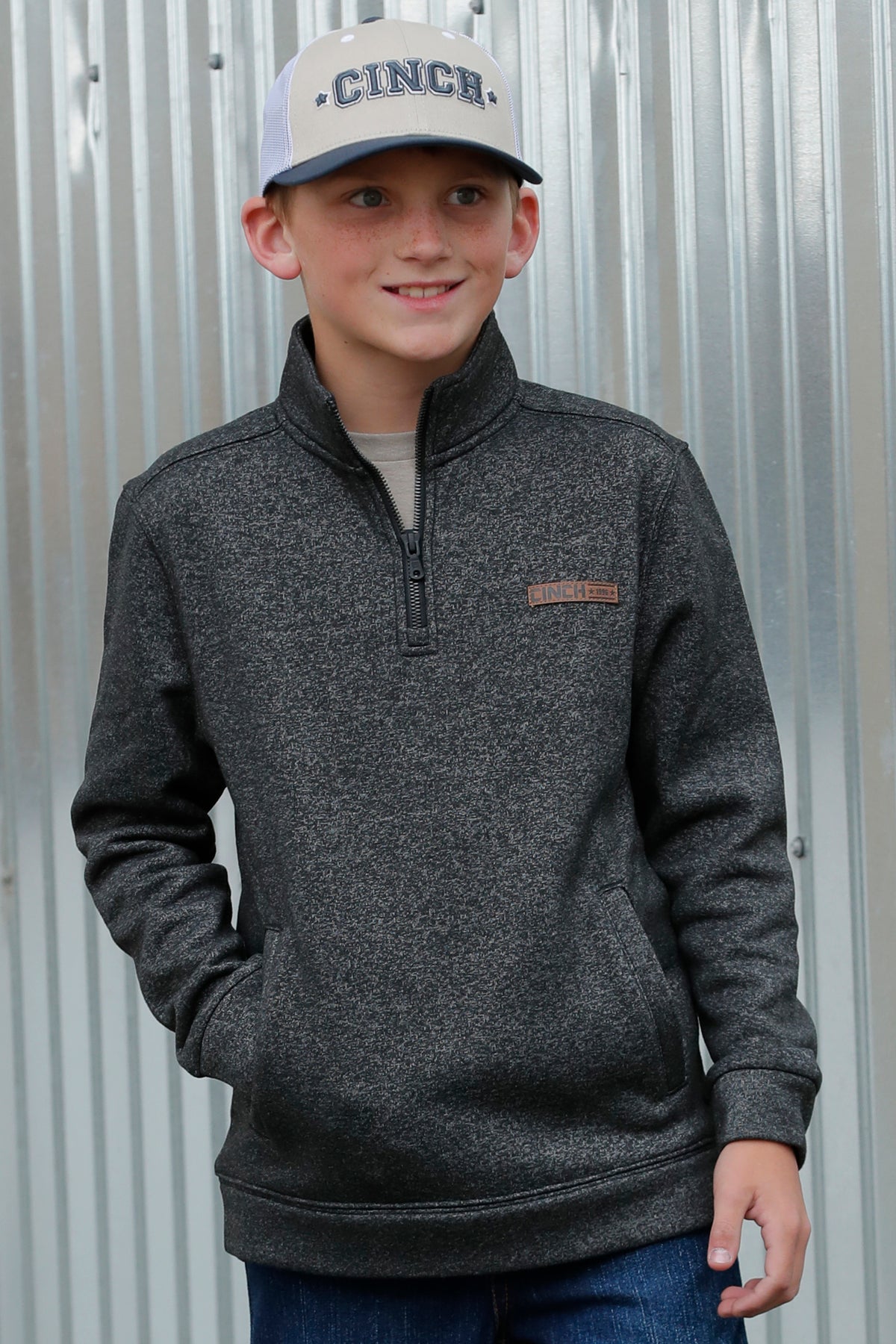 Cinch Boy's Black 1/2 Zip Pullover