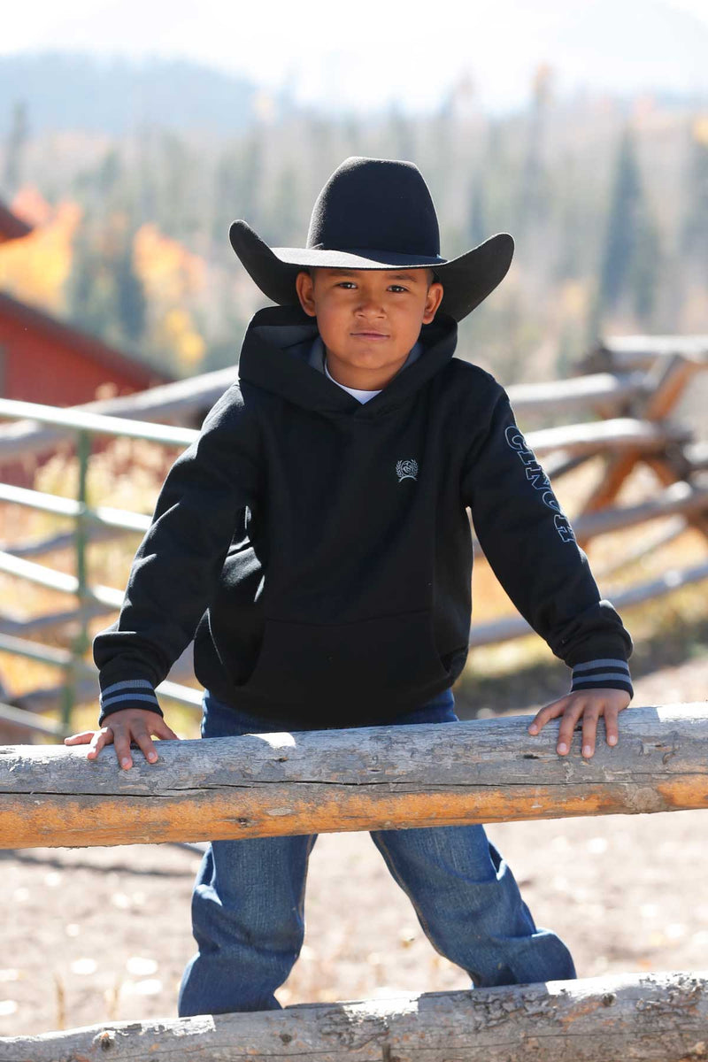 Cinch Boys Black Logo Embroidery Hoodie