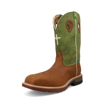 Twisted X Men's 12" Caramel Cafe & Green Western Work Boot