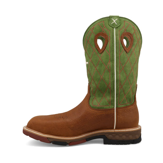 Twisted X Men's 12" Caramel Cafe & Green Western Work Boot
