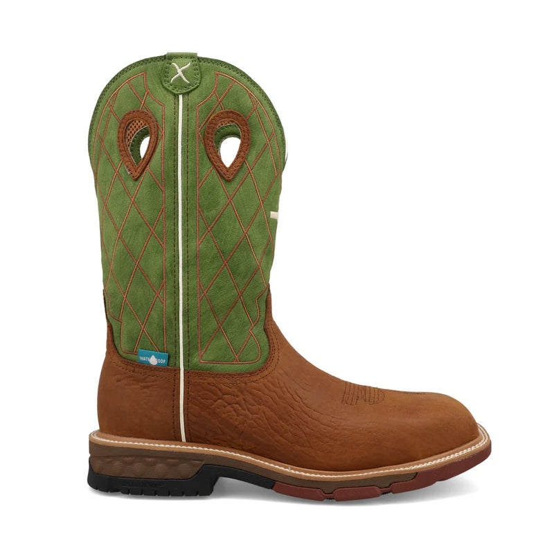 Twisted X Men's 12" Caramel Cafe & Green Western Work Boot