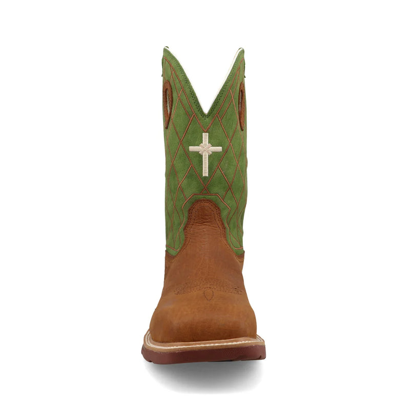 Twisted X Men's 12" Caramel Cafe & Green Western Work Boot