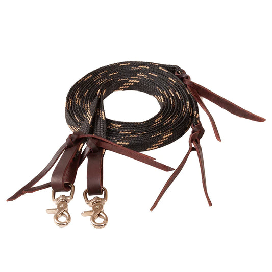 Mustang Flat Waxed Split Rein w/Latigo Water Loops