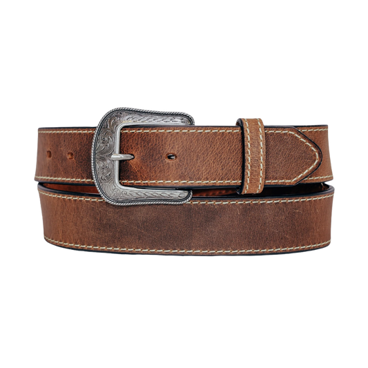 Heritage Men's Vintage 3 Piece Brown Leather Belt