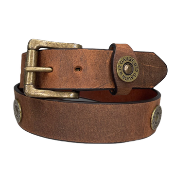 Heritage Leathers USA Men's Brown 12 Guage Bullet Belt