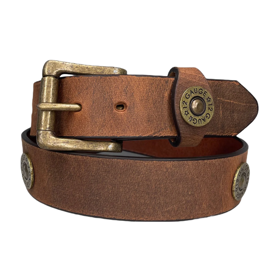 Heritage Leathers USA Men's Brown 12 Guage Bullet Belt