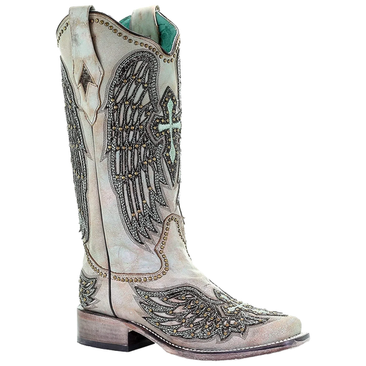 Corral Women's Turquoise Cross & Wings Overlay w/Studs Boots