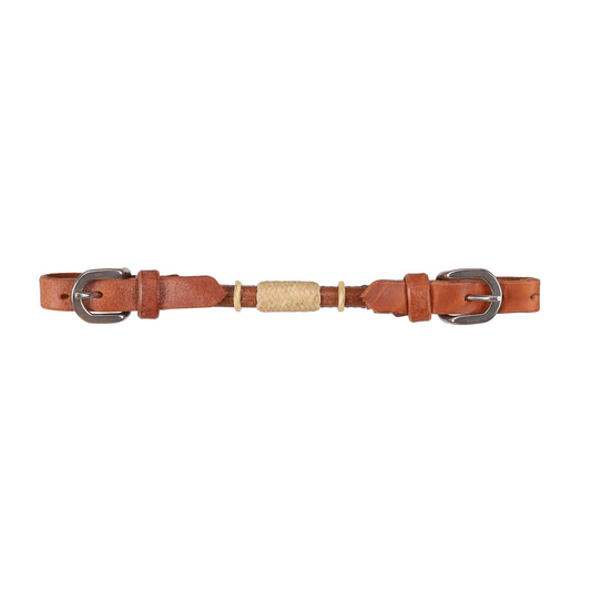Leather Rolled Curb Strap with Rawhide