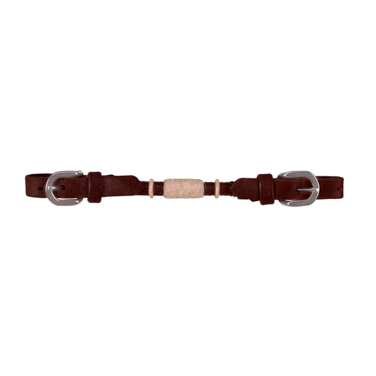 Leather Rolled Curb Strap with Rawhide