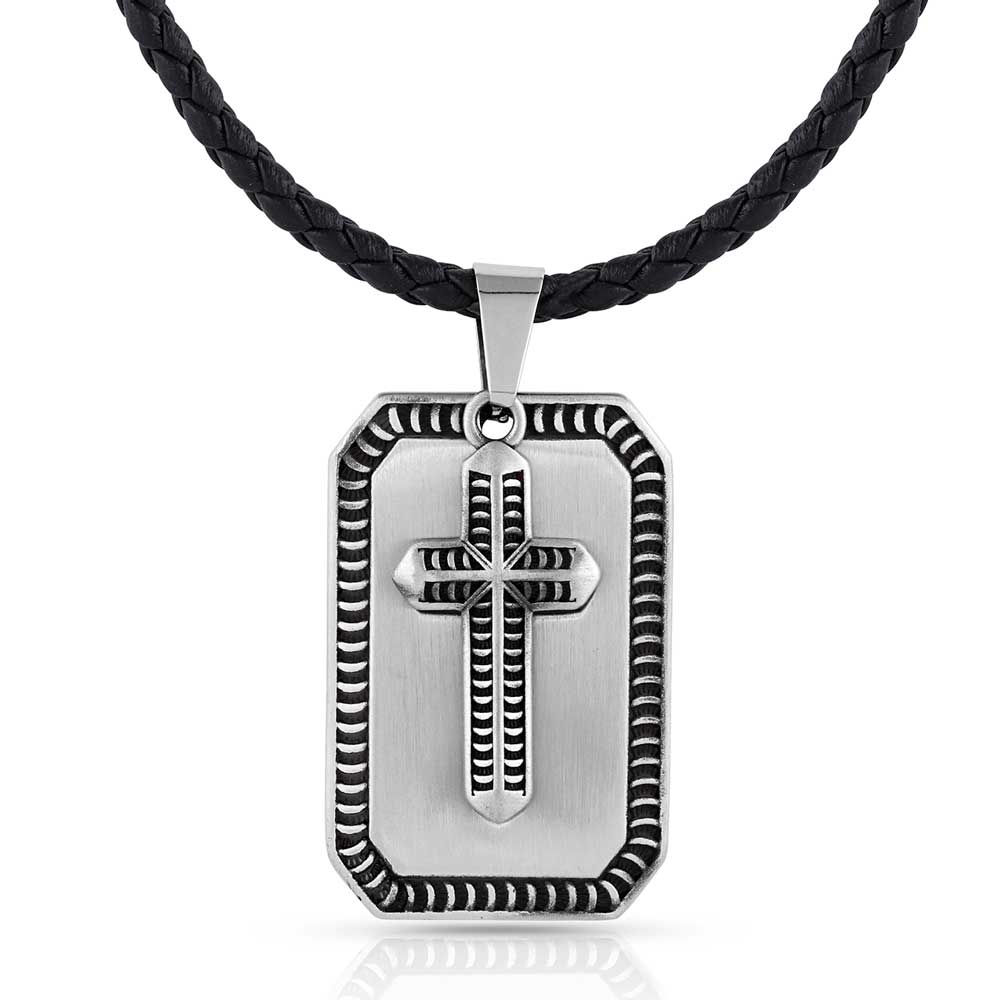 Montana Silversmiths Striking Edge Cross Dog Tag Necklace