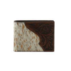 Nocona Men's Brown Tooled w/Calf Hair Bifold Wallet