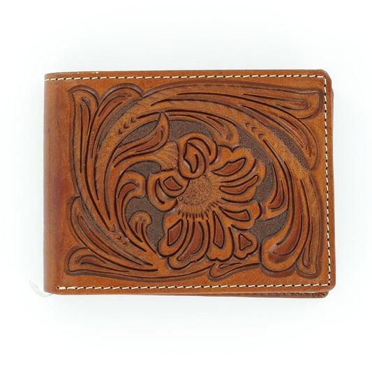 Nocona Leather Flower Tooled Bi-Fold Wallet