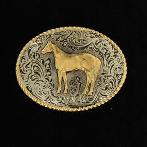 Nocona Youth Antique Gold/Silver Standing Horse Buckle