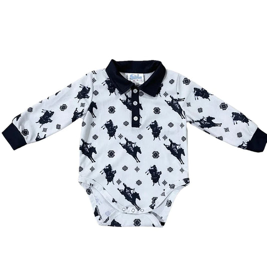 Shea Baby Boy's Roughstock Long Sleeve Polo Onesie