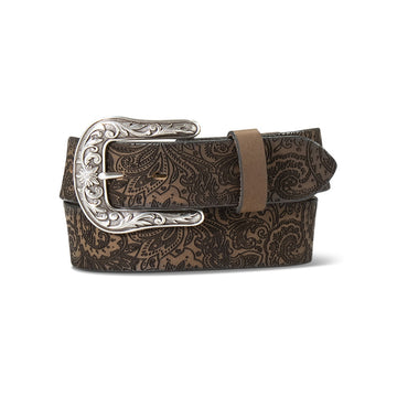 Ariat Women's Brown Laser Cut Paisley Belt