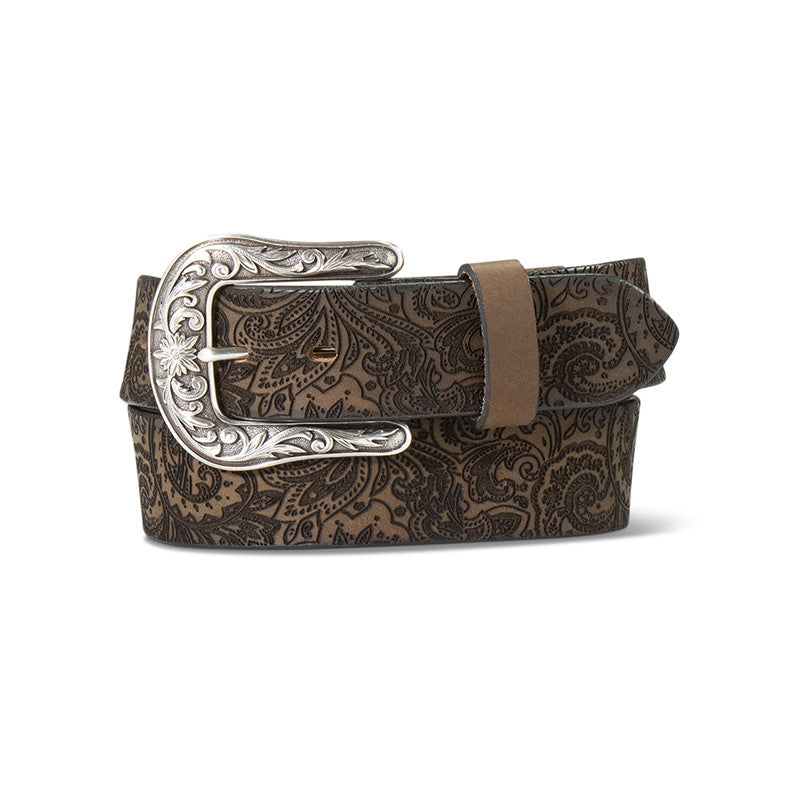 Ariat Women's Brown Laser Cut Paisley Belt