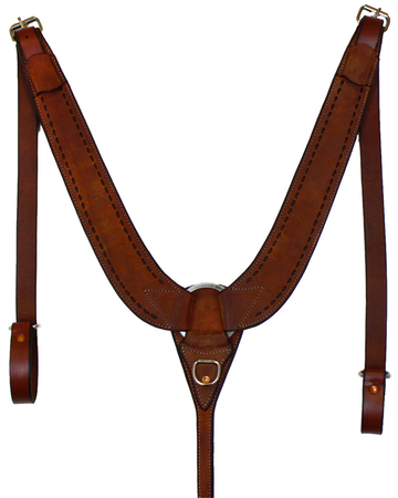 Dark Oil Roughout Buck Stitch Pulling Collar