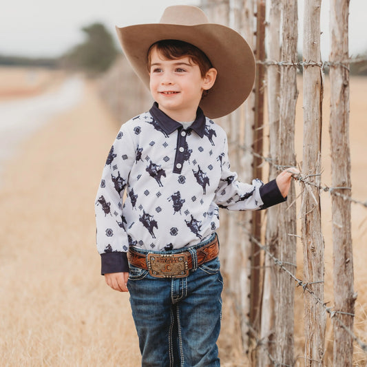 Shea Baby Toddler Boy's Roughstock Long Sleeve Polo Shirt